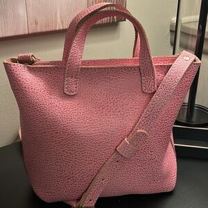 PORTLAND LEATHER Mini Crossbody w/Zipper, Bubblegum Pink, NEW in Box